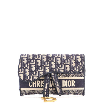 Christian Dior Saddle Slim Belt Pouch Logo Embroidered Oblique Canvas