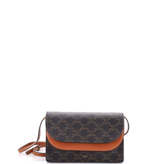 Celine Wallet on Strap Triomphe Coated Canvas