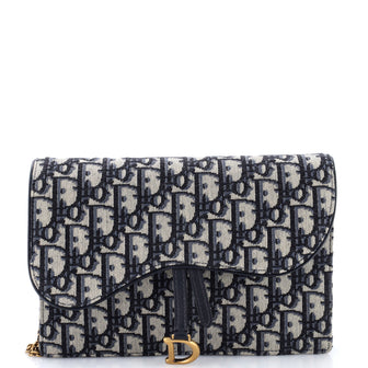 Christian Dior Saddle Chain Clutch Oblique Canvas