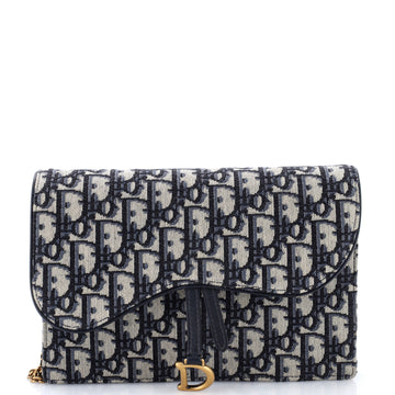 Christian Dior Saddle Chain Clutch Oblique Canvas