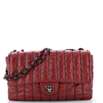 Chanel Vertical Stitch Flap Bag Quilted Lambskin Jumbo