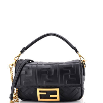 Fendi Baguette NM Bag Zucca Embossed Leather Mini