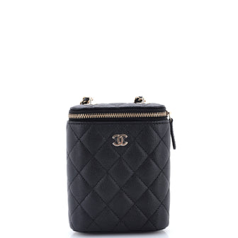 Chanel Vertical Classic Vanity Case with Chain Quilted Caviar Small