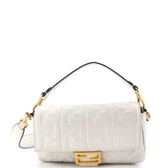 Fendi Baguette NM Bag Zucca Embossed Leather Medium