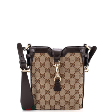 Gucci Bucket Bag GG Canvas with Leather Mini