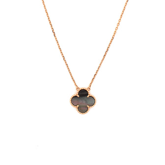 Van Cleef & Arpels Vintage Alhambra Pendant Necklace 18K Rose Gold and Grey Mother of Pearl