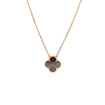 Van Cleef & Arpels Vintage Alhambra Pendant Necklace 18K Rose Gold and Grey Mother of Pearl