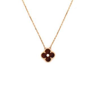 Van Cleef & Arpels Vintage Alhambra Pendant Necklace 18K Rose Gold and Bull's Eye with Diamond