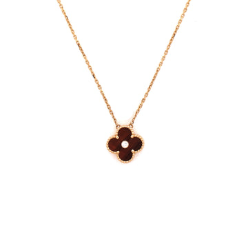 Van Cleef & Arpels Vintage Alhambra Pendant Necklace 18K Rose Gold and Bull's Eye with Diamond