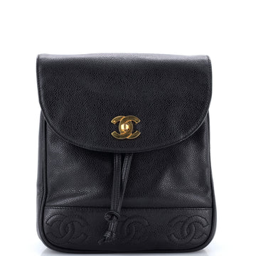Chanel Vintage Triple Stitched CC Flap Backpack Caviar Small