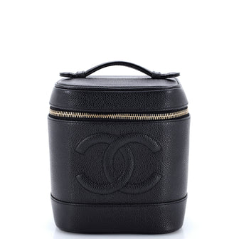Chanel Vintage Timeless Cosmetic Case Caviar Tall
