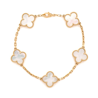 Van Cleef & Arpels Vintage Alhambra 5 Motifs Bracelet 18K Yellow Gold and Mother of Pearl
