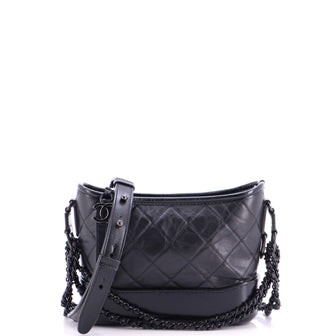 Chanel So Black Gabrielle Hobo Quilted Aged Calfskin Small