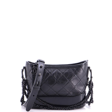 Chanel So Black Gabrielle Hobo Quilted Aged Calfskin Small