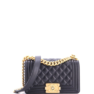Chanel Boy Flap Bag Quilted Caviar Small