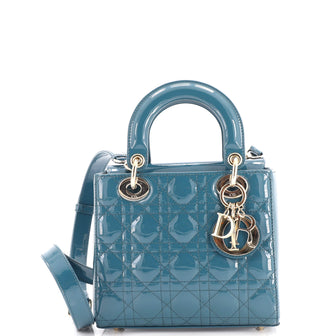Christian Dior Lady Dior Bag Cannage Quilt Patent Small