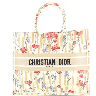 Christian Dior Book Tote Embroidered Canvas Large