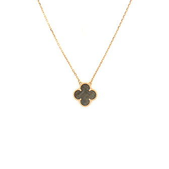 Van Cleef & Arpels Vintage Alhambra Pendant Necklace 18K Rose Gold and Grey Mother of Pearl