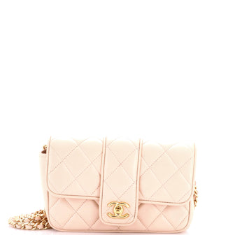 Chanel CC Tab Flap Shoulder Bag Quilted Lambskin Mini