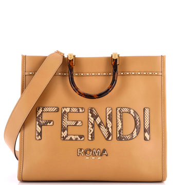 Fendi Sunshine Shopper Tote Leather with Snakeskin Medium