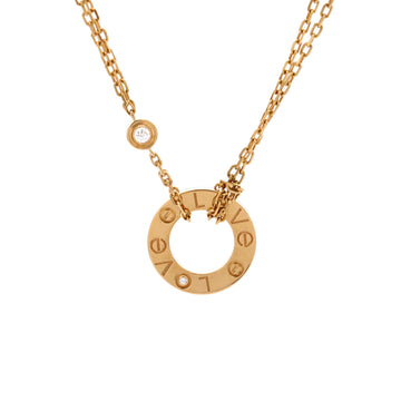 Cartier 2 Diamonds Love Pendant Necklace 18K Yellow Gold and Diamonds