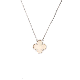 Van Cleef & Arpels Vintage Alhambra Pendant Necklace 18K White Gold and Mother of Pearl