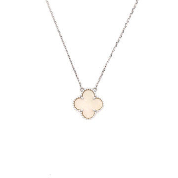 Van Cleef & Arpels Vintage Alhambra Pendant Necklace 18K White Gold and Mother of Pearl