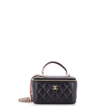 Chanel Classic Top Handle Vanity Case with Chain Quilted Lambskin Small