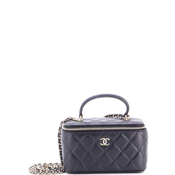 Chanel Classic Top Handle Vanity Case with Chain Quilted Lambskin Small