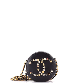 Chanel Lucky Charms Round Clutch With Chain Embellished Lambskin