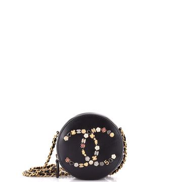 Chanel Lucky Charms Round Clutch With Chain Embellished Lambskin