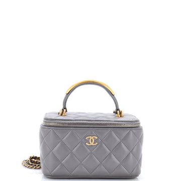 Chanel Classic Top Handle Vanity Case with Chain Quilted Lambskin Small