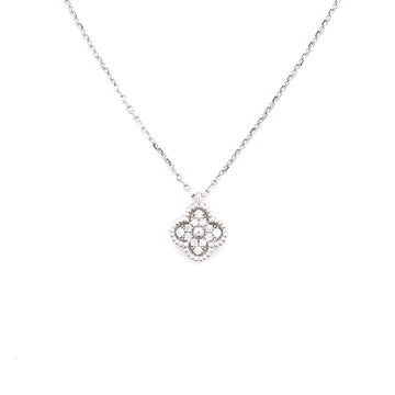 Van Cleef & Arpels Sweet Alhambra Pendant Necklace 18K White Gold with Diamonds