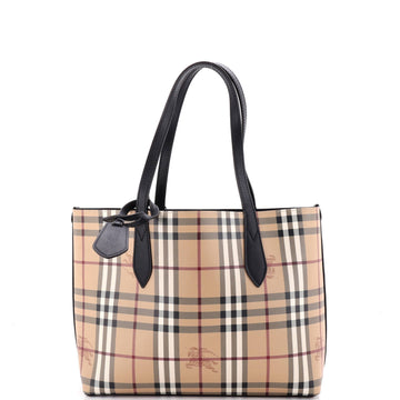Burberry Reversible Tote Haymarket Coated Canvas and Leather Small