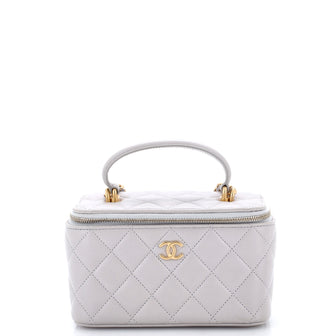 Chanel Classic Top Handle Vanity Case with Chain Quilted Lambskin Small