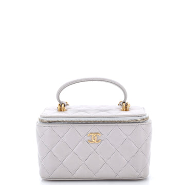 Chanel Classic Top Handle Vanity Case with Chain Quilted Lambskin Small