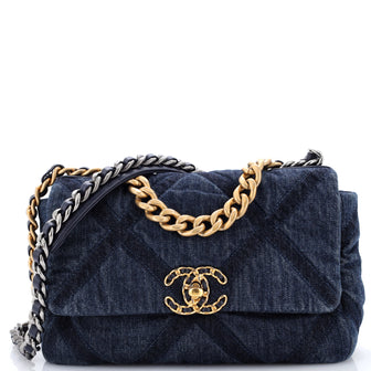 Chanel 19 Flap Bag Quilted Denim Medium