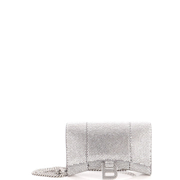Balenciaga Hourglass Chain Wallet Suede with Crystals