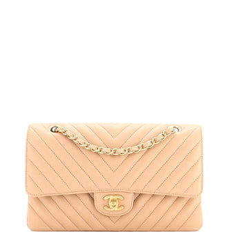 Chanel Classic Double Flap Bag Chevron Calfskin Medium