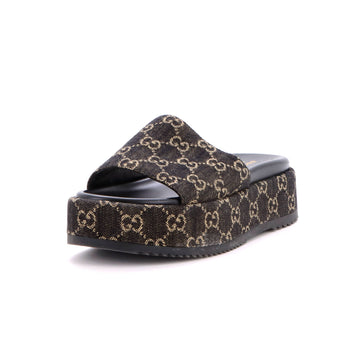 Gucci Women's Angelina Platform Slide Sandals GG Denim