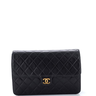 Chanel Vintage Clutch with Chain Quilted Leather Medium