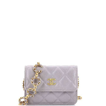Chanel Miss Coco Strap Flap Clutch with Chain Quilted Caviar Mini