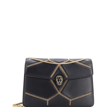 Bvlgari Glam Rebel Serpenti Forever Shoulder Bag Chain Embellished Quilted Leather Medium