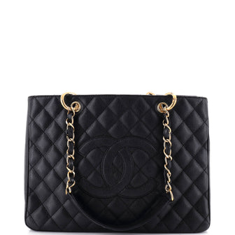 Grand Shopping Tote Quilted Caviar
