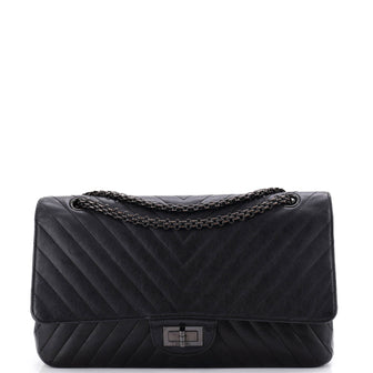 Chanel So Black Reissue 2.55 Flap Bag Chevron Sheepskin 227