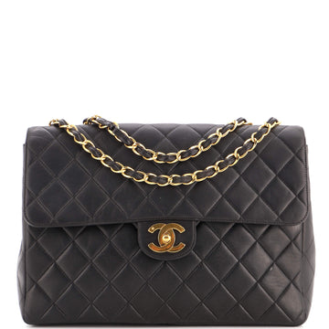 Chanel Vintage Classic Single Flap Bag Quilted Lambskin Jumbo