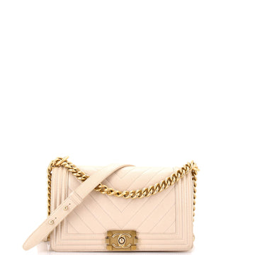 Chanel Boy Flap Bag Chevron Caviar Old Medium