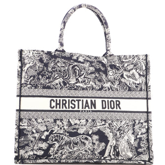 Christian Dior Book Tote Embroidered Canvas Large