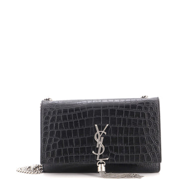 Saint Laurent Classic Monogram Tassel Crossbody Bag Crocodile Embossed Leather Medium