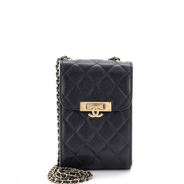 Chanel Golden Class Phone Holder Crossbody Bag Quilted Caviar